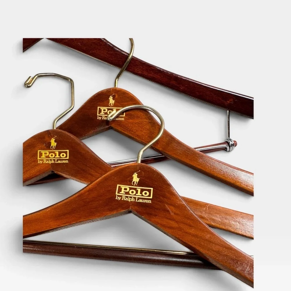 Vintage Polo Ralph Lauren Wood Hangers Lot 4 – 3 Pants 1 Shirt Store Display